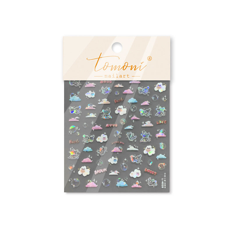 Holographic Cloud & Rainbow: "Dreamy Sky Cloud" – 5D Embossed Nail Sticker