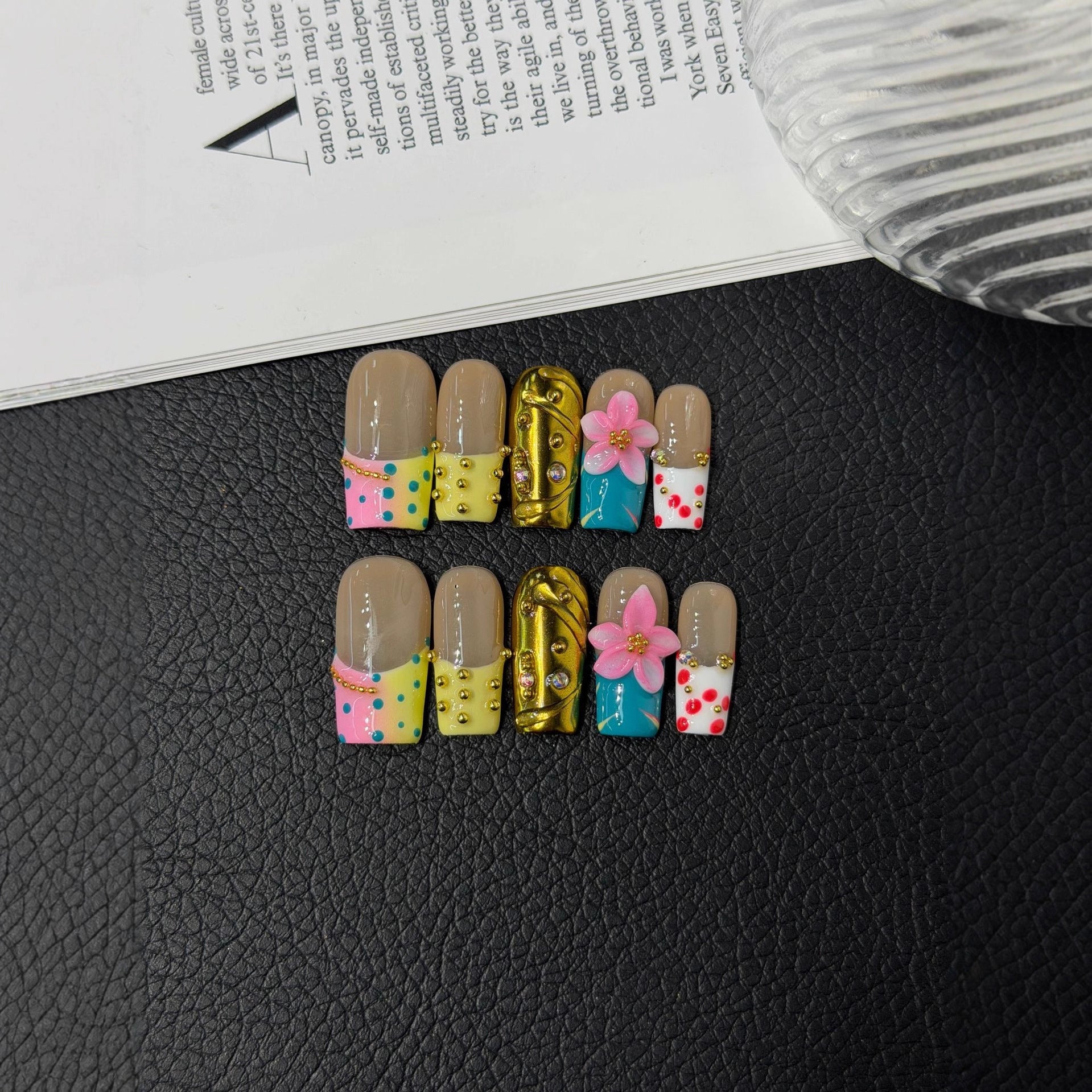 365nails: "Candy Bloom" – 3D 플로럴 & 젤리 수제 스퀘어형 네일