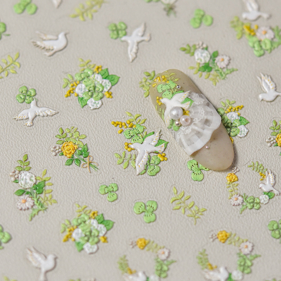 365nails: "Greenery & White Dove" – nail art stickers