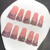 Pink Crystal Frame Elegant Press On Nails