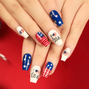 365nails: Ongles Press-On Thème Jour de l'Indépendance Drapeau USA