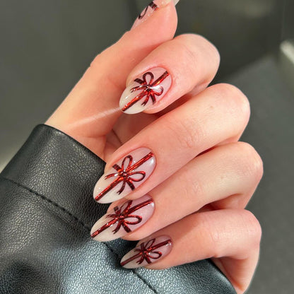 Christmas press on nails snowflake love snowman manicure short almond bow  long nail wholesale｜365nails