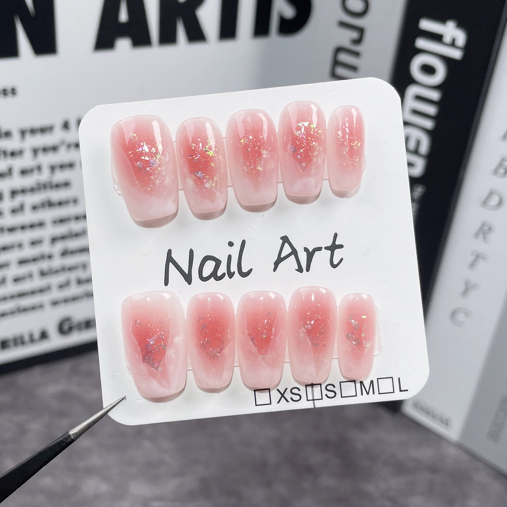 Blush Nail Art Opal Pearlescent Watercolor Smudge Short Handmade Press-on Nails Patch Simple Wearable Nail Patch｜365nails