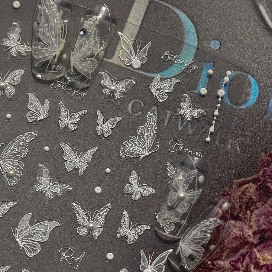 Crystal Lace Butterfly – Bridal Nail Art Stickers