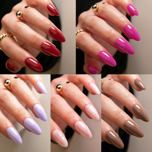 Popular color solid color manicure fake nail almond glossy wearable wearable nail removable nail piece｜365nails