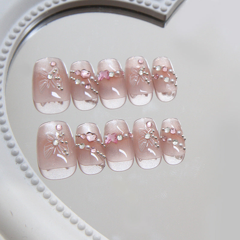 Nail Tips  prefabricated nail, press on nails butterfly removable, light-chasing cat eye nail piece, short T nail patch, drill model｜365nails