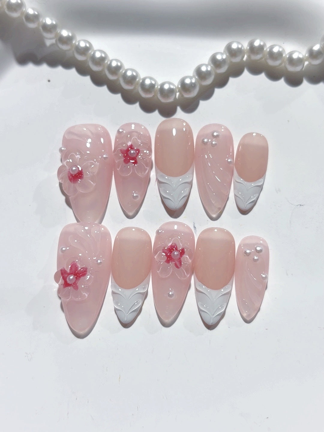 Blush Bride: "Cherry Blossom" – Almond Press-Ons
