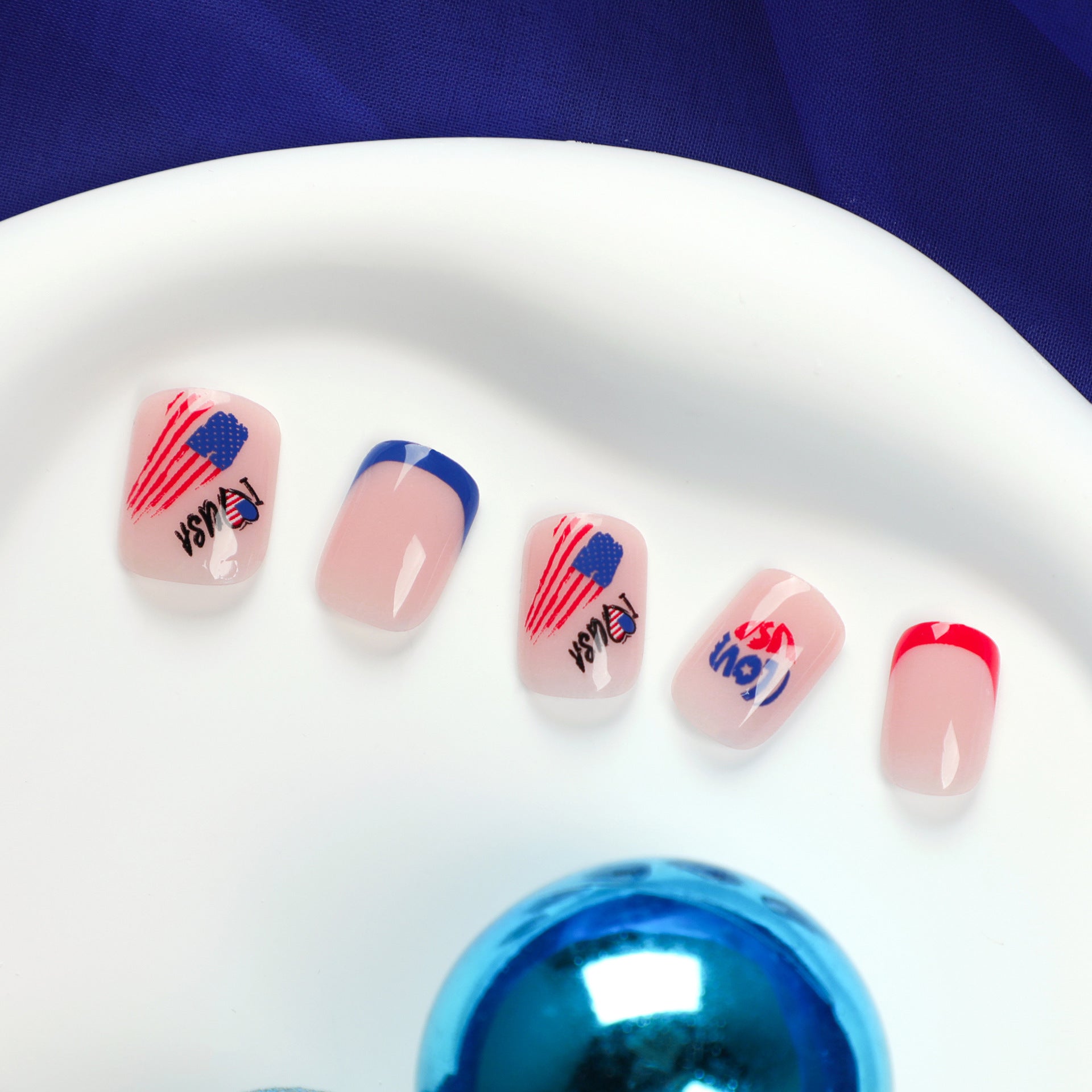 獨立日短款方形甲 美甲假甲 甲貼 成品 批發｜365nails