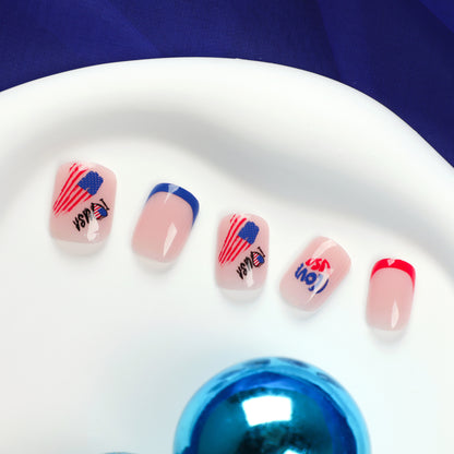 Indpndnc Day Unhas curtas quadradas Art Unhas postiças Unhas adesivas Produtos para unhas acabadas Produtos Wholsal｜365nails