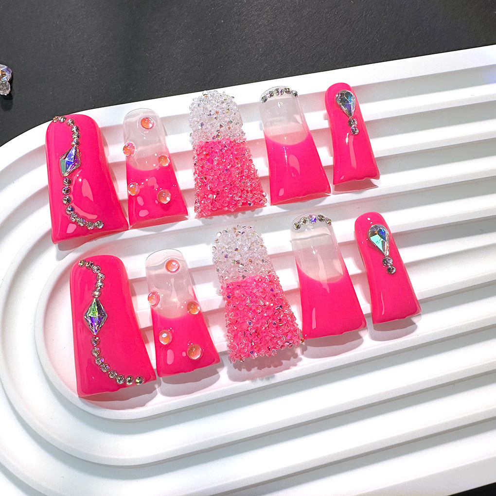 Neon Pink Duckbill Press On Nails