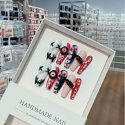 365nails: "Couture hantée" – Ongles forme coffin fait main avec tête de mort 3D