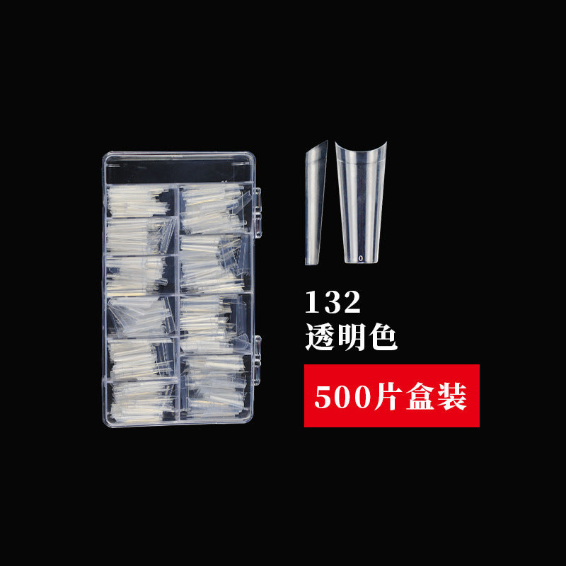Nail Tips Nail piece  XL denim nail 500 pieces in a box, extended transparent fake nail half sticker, light sticker trapezoidal nail piece