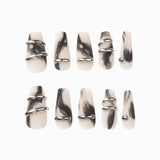 Nail piece Wear nail matte black smudge nail patch Fake nail patch Wear nail medium and long nail patch｜365nails