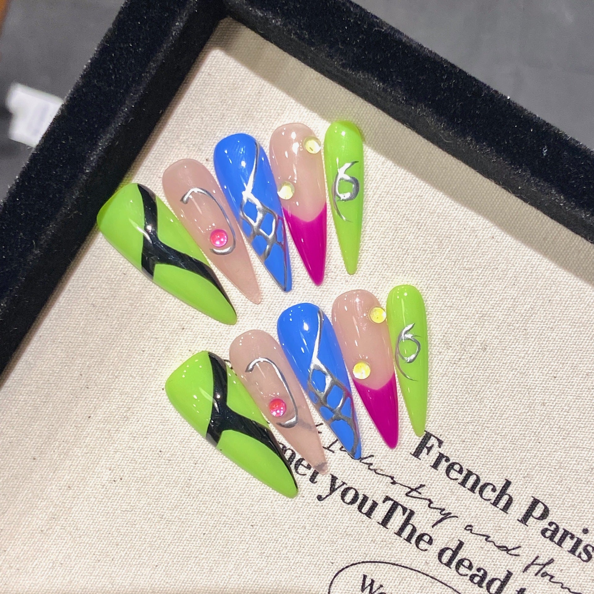 Uñas postizas hechas a mano, uñas postizas, uñas postizas de Spice Girl, uñas postizas desmontables, uñas postizas nuevas | 365nails