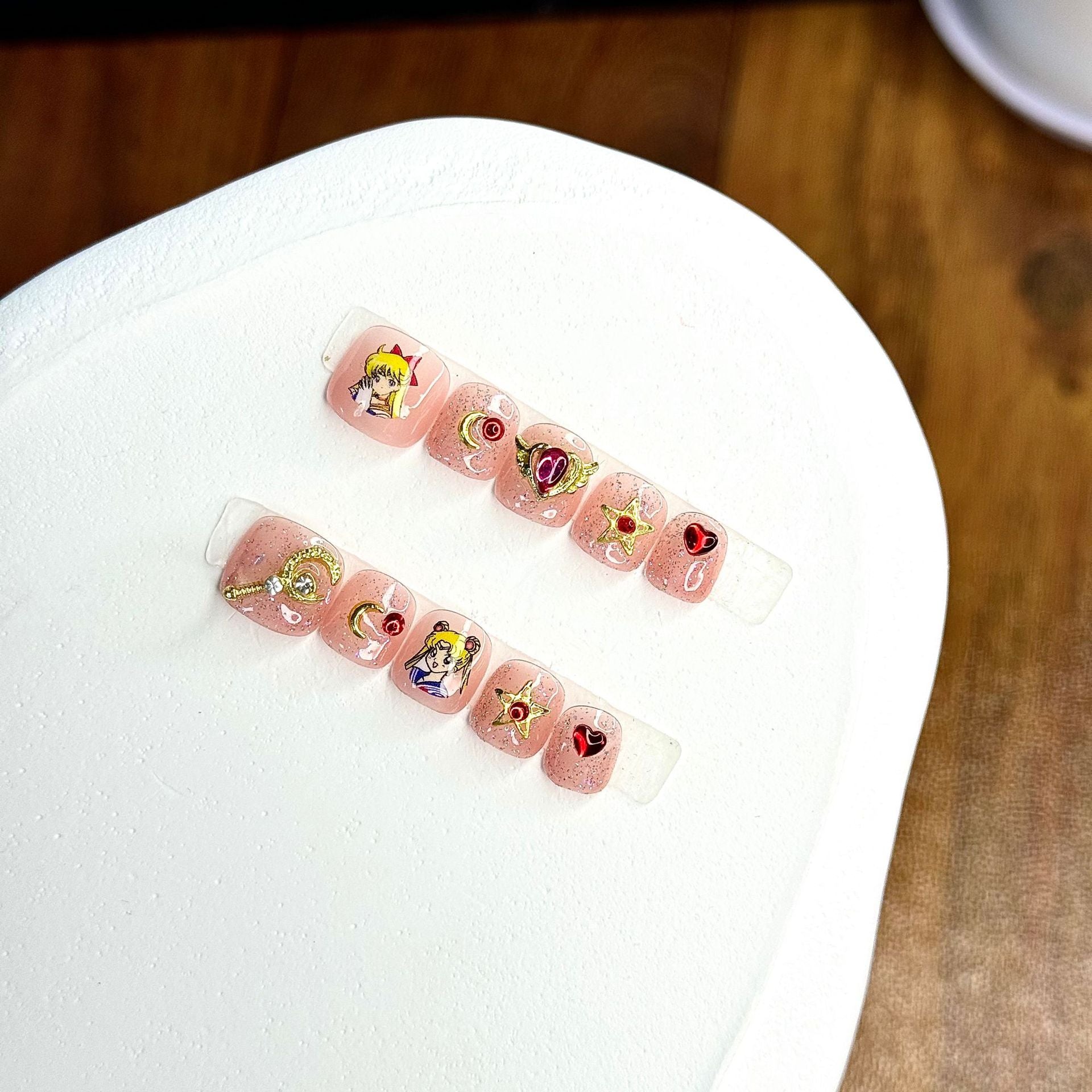 Cute Candy Cartoon Kids Press On Nails Mixed Style Set