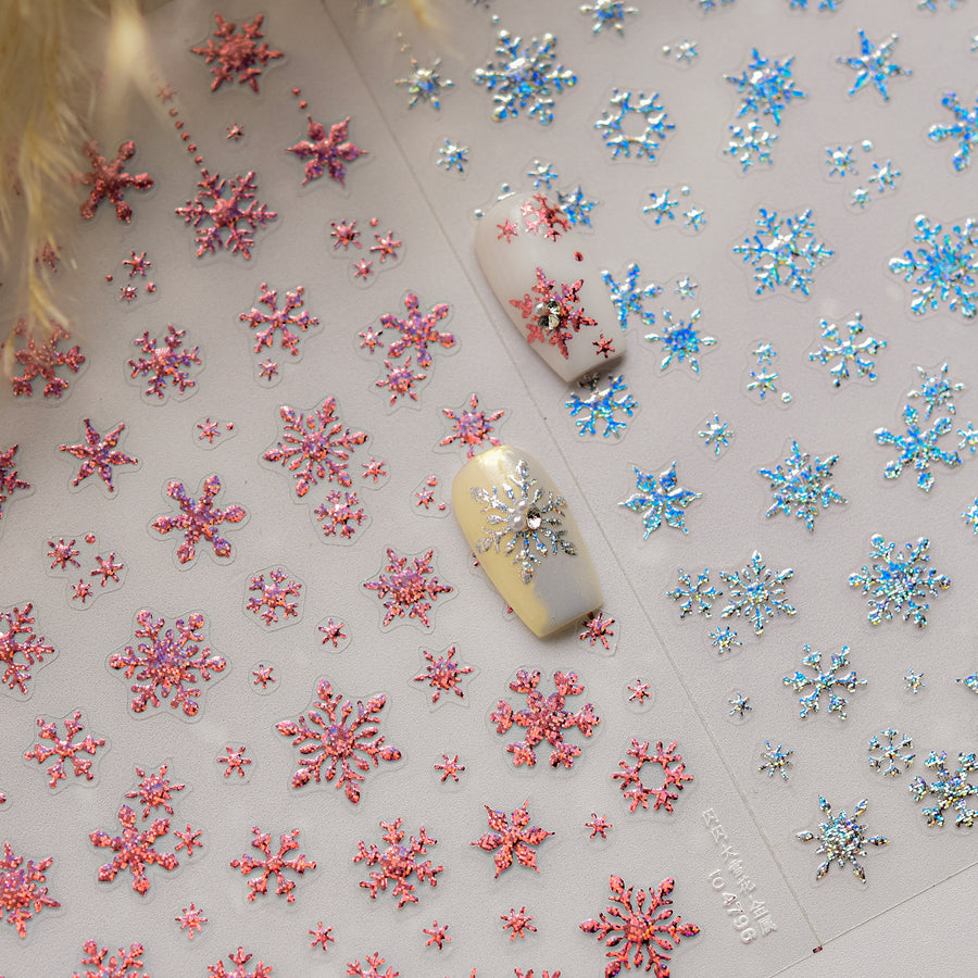365nails: 글리터 핑크 눈송이 – 네일 아트 스티커