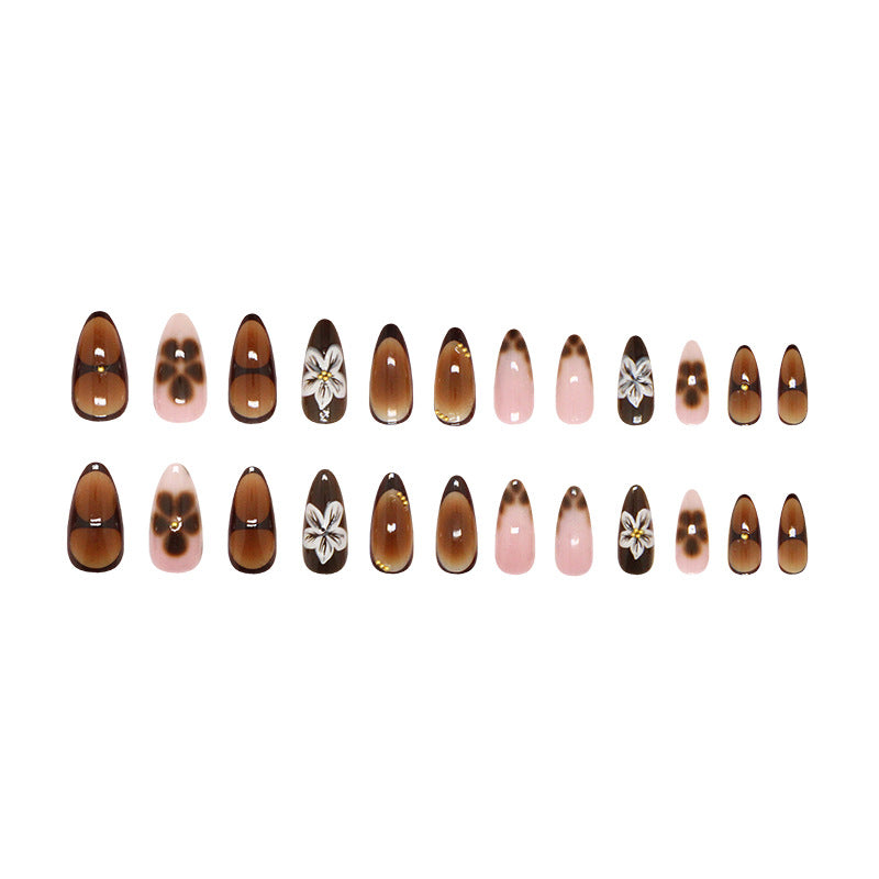 Three-dimensional amber engraved and smudged gold beads, retro temperament, niche   removable nail art pieces 24 pieces｜365nails