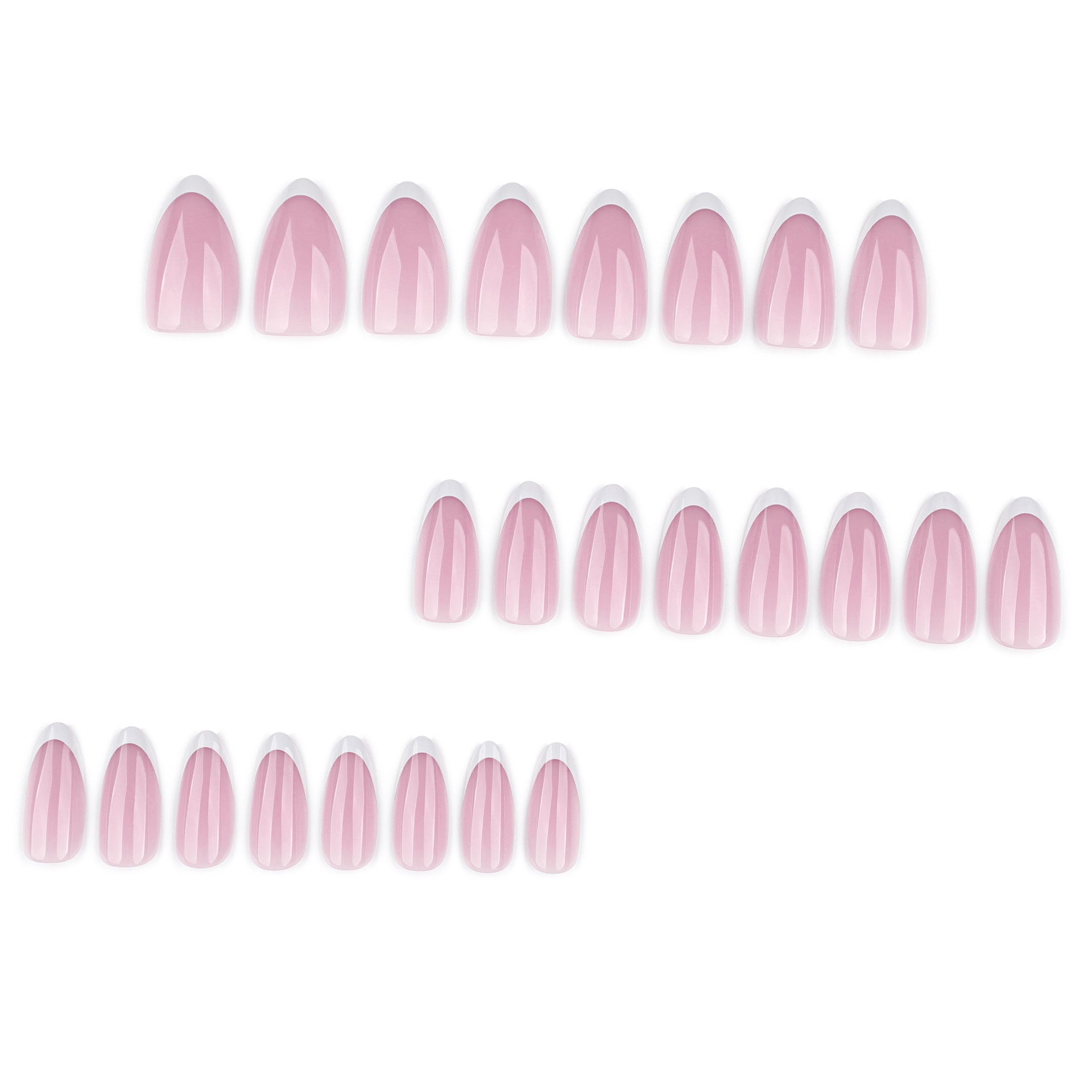 Minimalist Pink Ombre French Almond Press On Nails