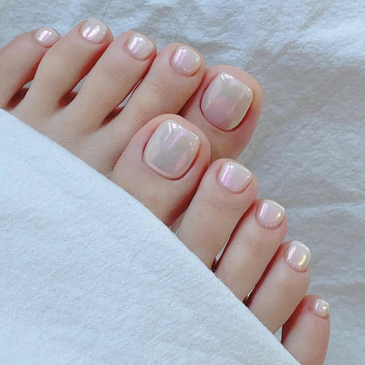 ina wind Press-on toenails fake nails warm color solid color aurora manicure white Press-on toenails nail nails｜365nails