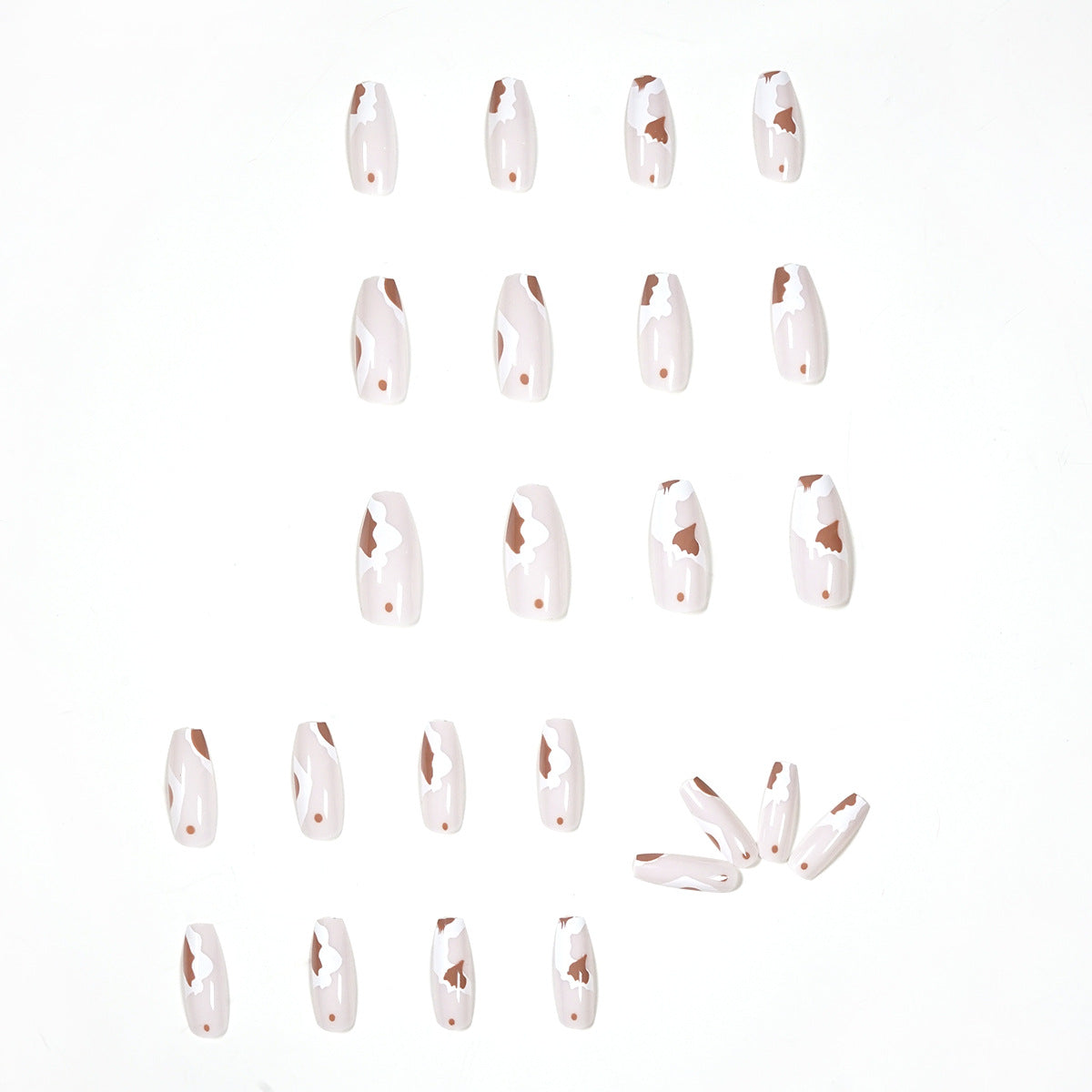 Parche para uñas con estampado de vaca capuchino, acabado a presión | 365nails