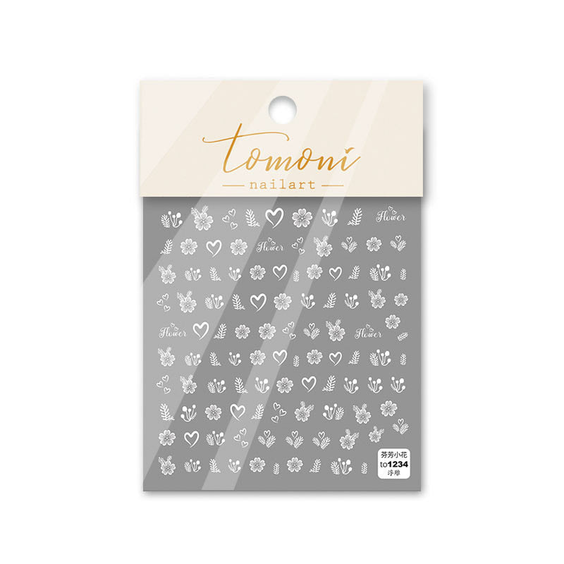 Rose Bloom Nail Stickers – 5D Embossed Floral Elegance Set