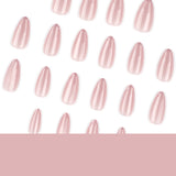 French glitter press-on nails almond shape nude cat eye glitter nail art