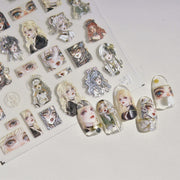 365nails: 고딕 애니메 소녀 초상화 네일 아트 스티커