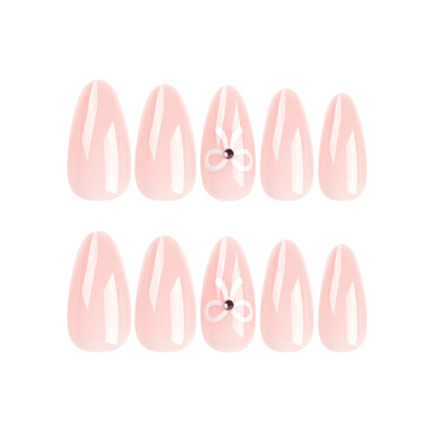 Simple white bow wearing armor short nude ins nail press o n nails wholesale｜365nails