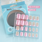 Children press on nails, cartoon 24-piece boxed finished product, sweet and cute children's removable fake nail patch manicure