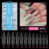 Nail Tips semi-full sticker, light sticker, extended water pipe nail 240 pieces XXXL thin dog transparent manicure patch fake nail