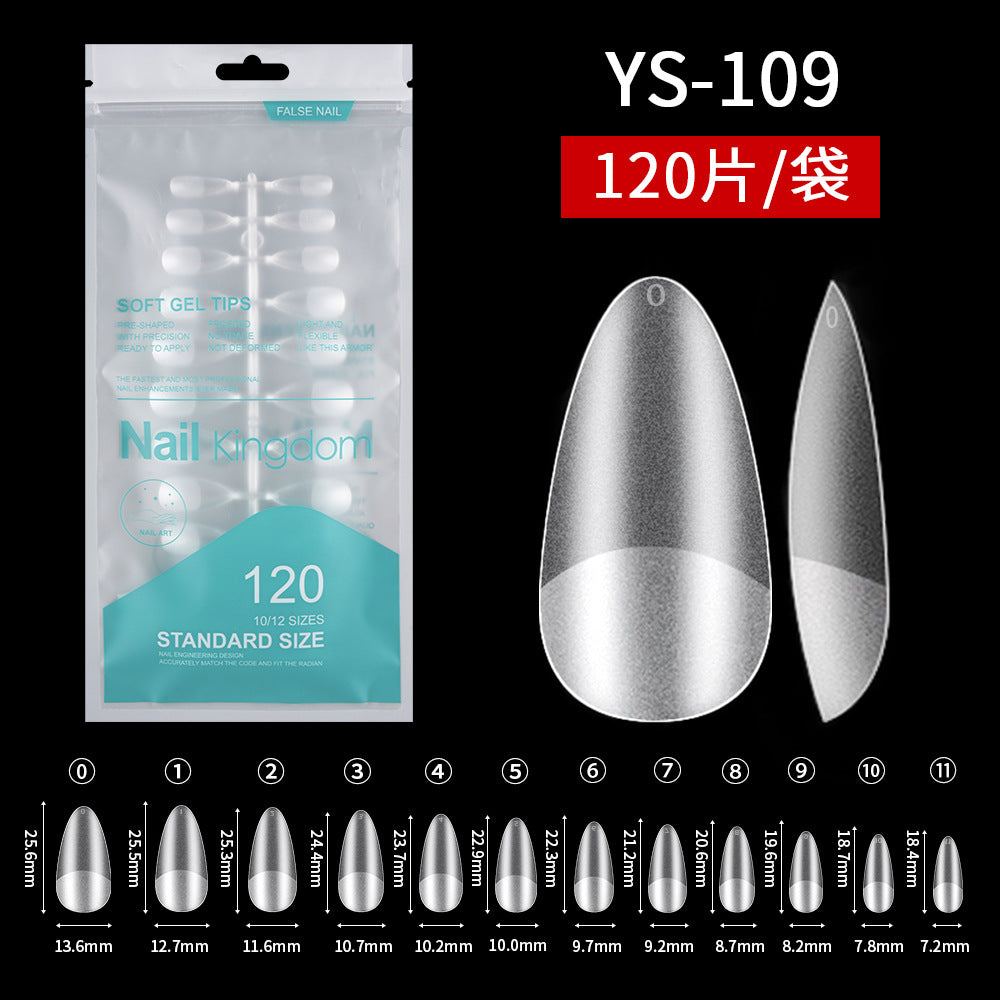 Nail Tips Free engraving and semi-matte press on nails pads 120 pieces, transparent and seamless fake nails in bags, fully attached to matte nail pads