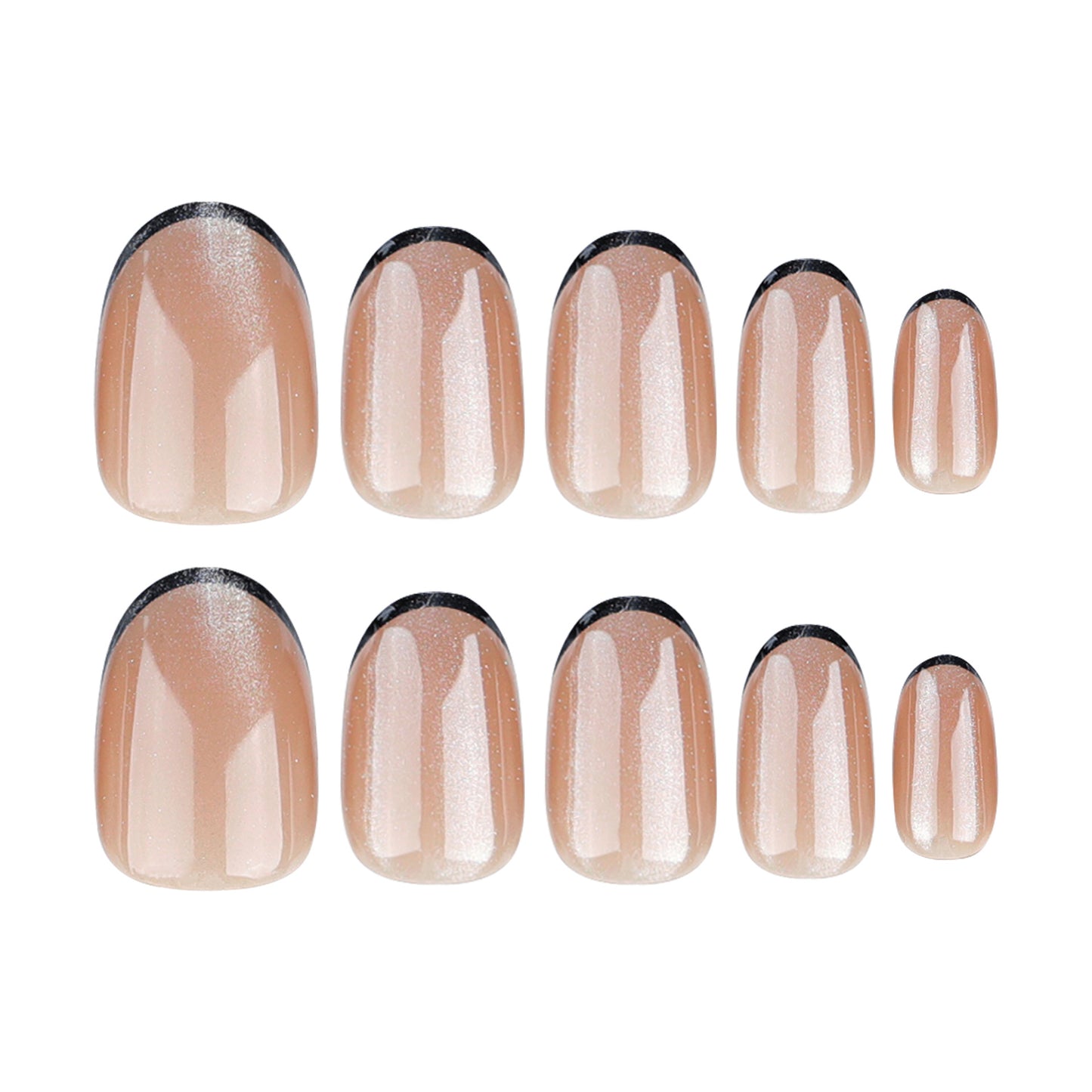 Wear nail pads wholesale coffee color cat eye French black nail pads short nail patches removable nail pads｜365nails