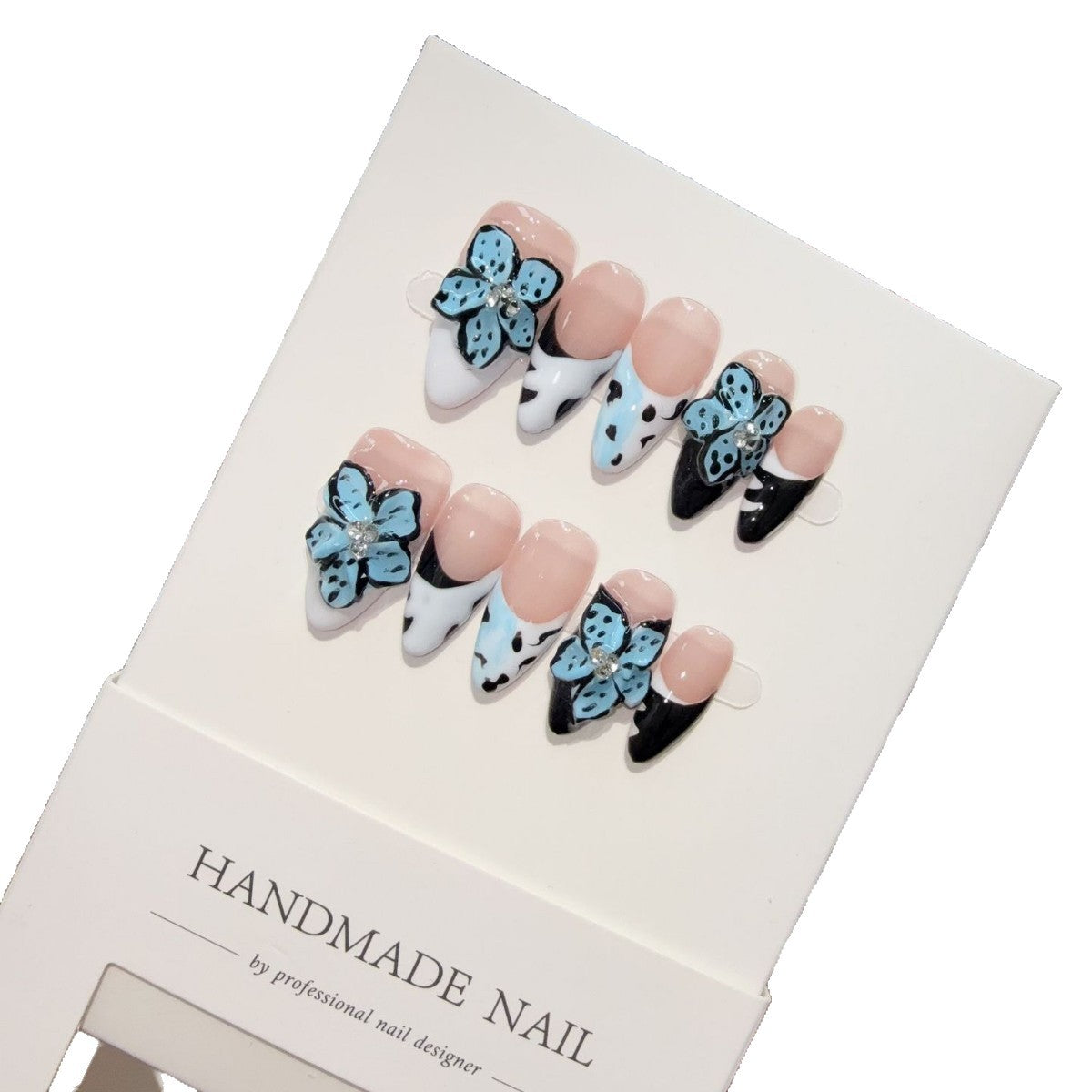365nails: "Midnight Bloom" – 3D Butterfly Handmade Stiletto Nails