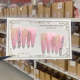 Soft Pink Snake Crystal Extra Long Coffin Press On Nails