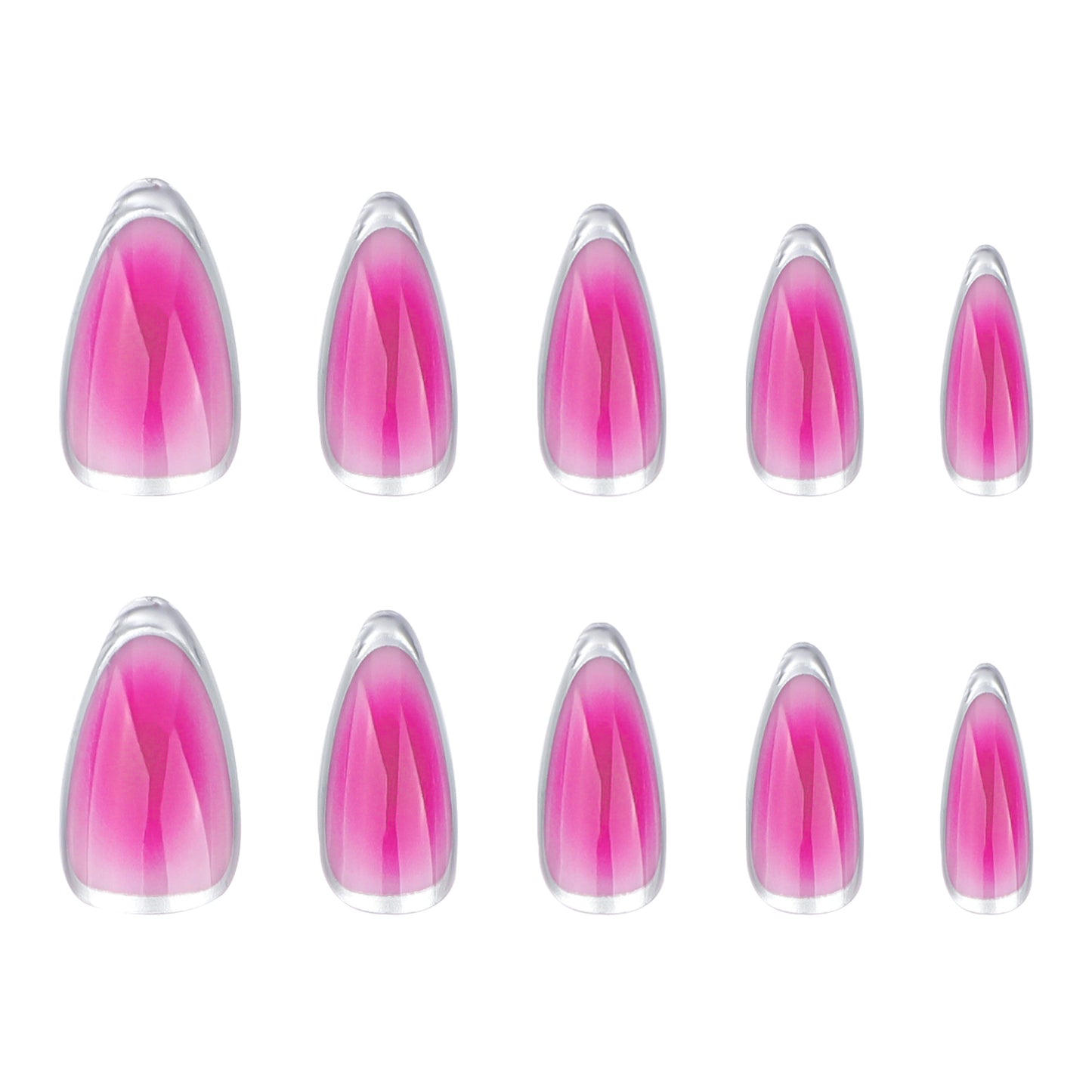 hot-selling  pads, rose red smudge , silver French circle, almond nail pads, wholesale.｜365nails