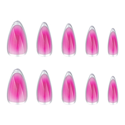 hot-selling  pads, rose red smudge , silver French circle, almond nail pads, wholesale.｜365nails