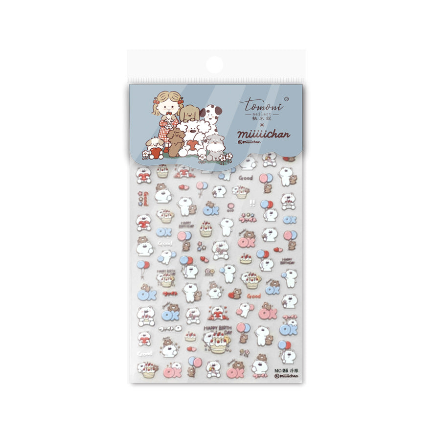 365nails: "miiiichan girl & dog stamp embossed set" – Nail Art Stickers