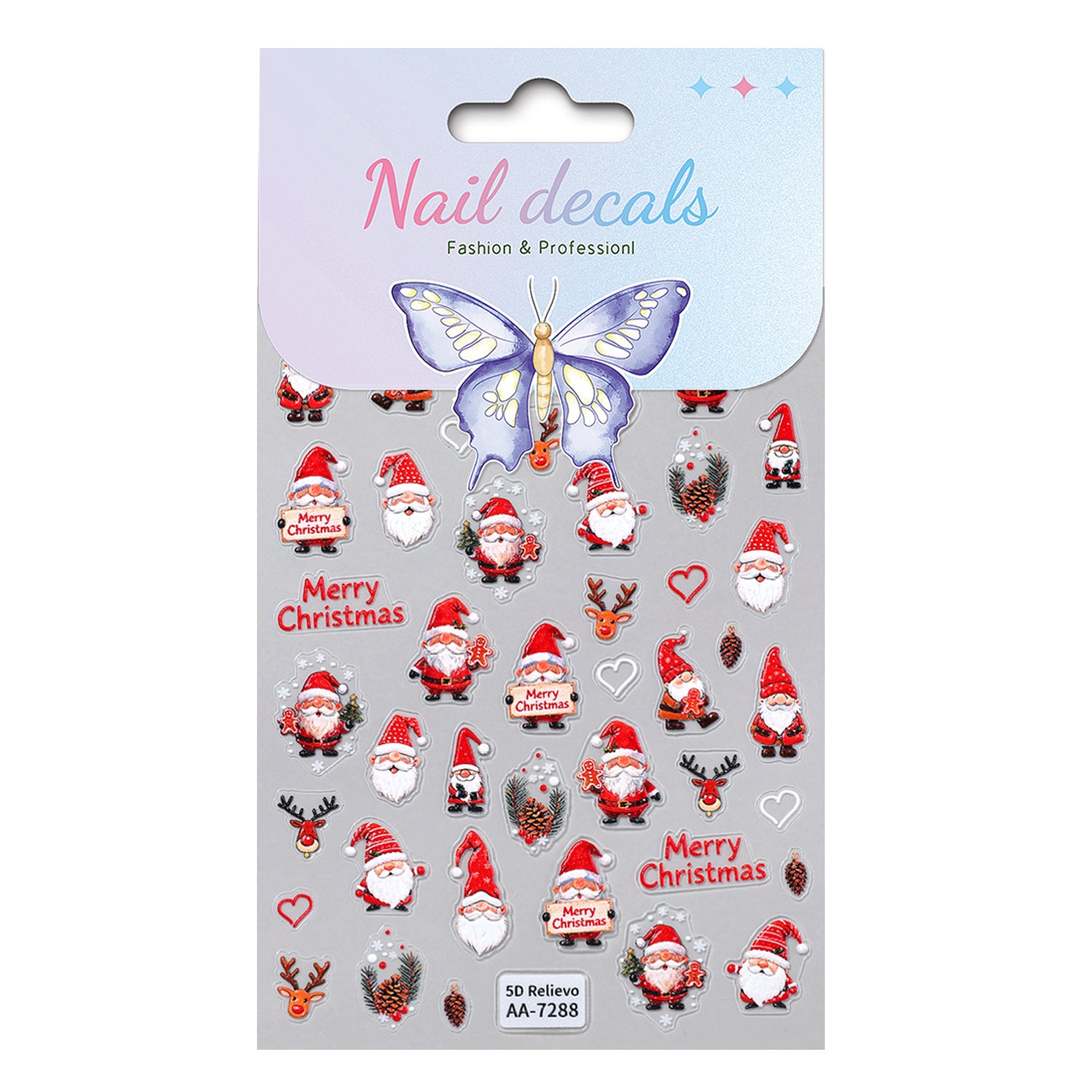 Original Christmas Nail Art Sticker 5D Embossed Three-dimensional Happy Christmas Atmosphere Elements DIY Nail Sticker AA