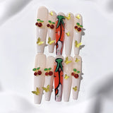 Cherry Butterfly Nude Press On Nails