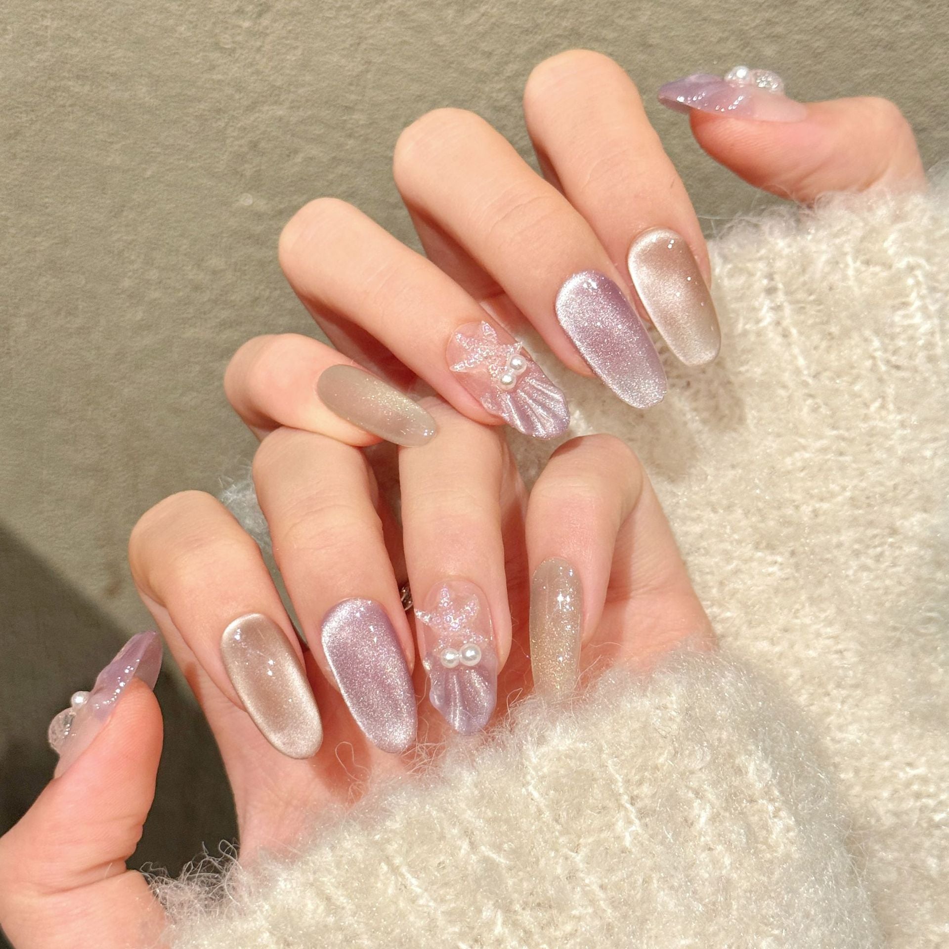 虹彩珍珠貝殼漸層穿戴甲