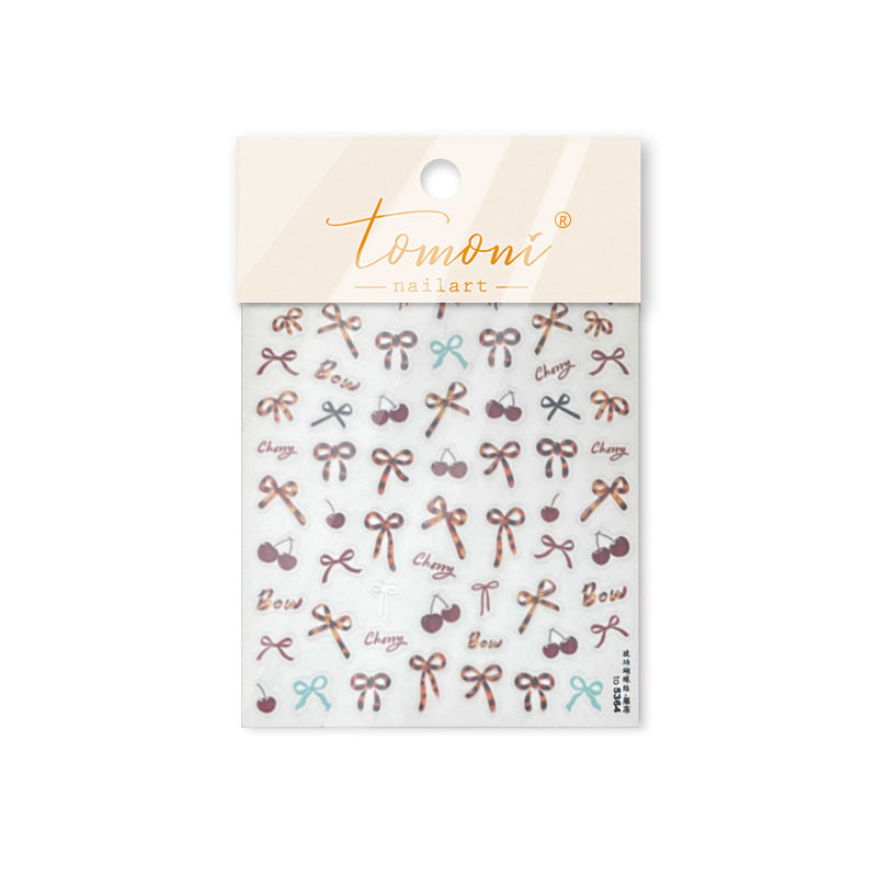 Sweet Cherry Bow: "Retro Cherry" – 3D Embossed Nail Sticker
