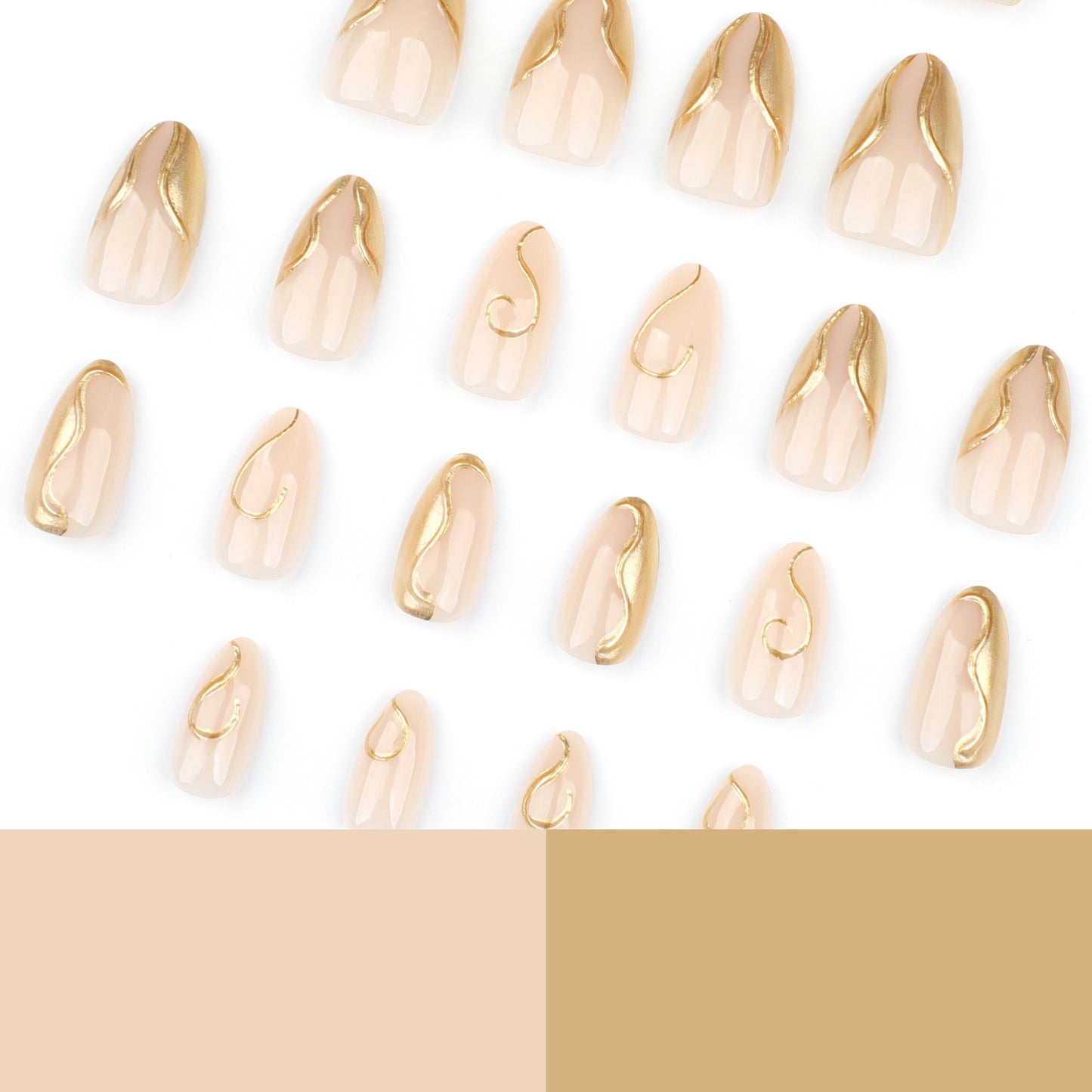 3D gold irregular manicure  short almond nail   hot-selling  film finished product｜365nails