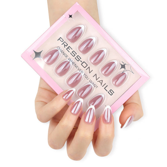Minimalist French white coated wearable nail piece repeatable manicure fake nail short simple wearable nail wholesale｜365nails