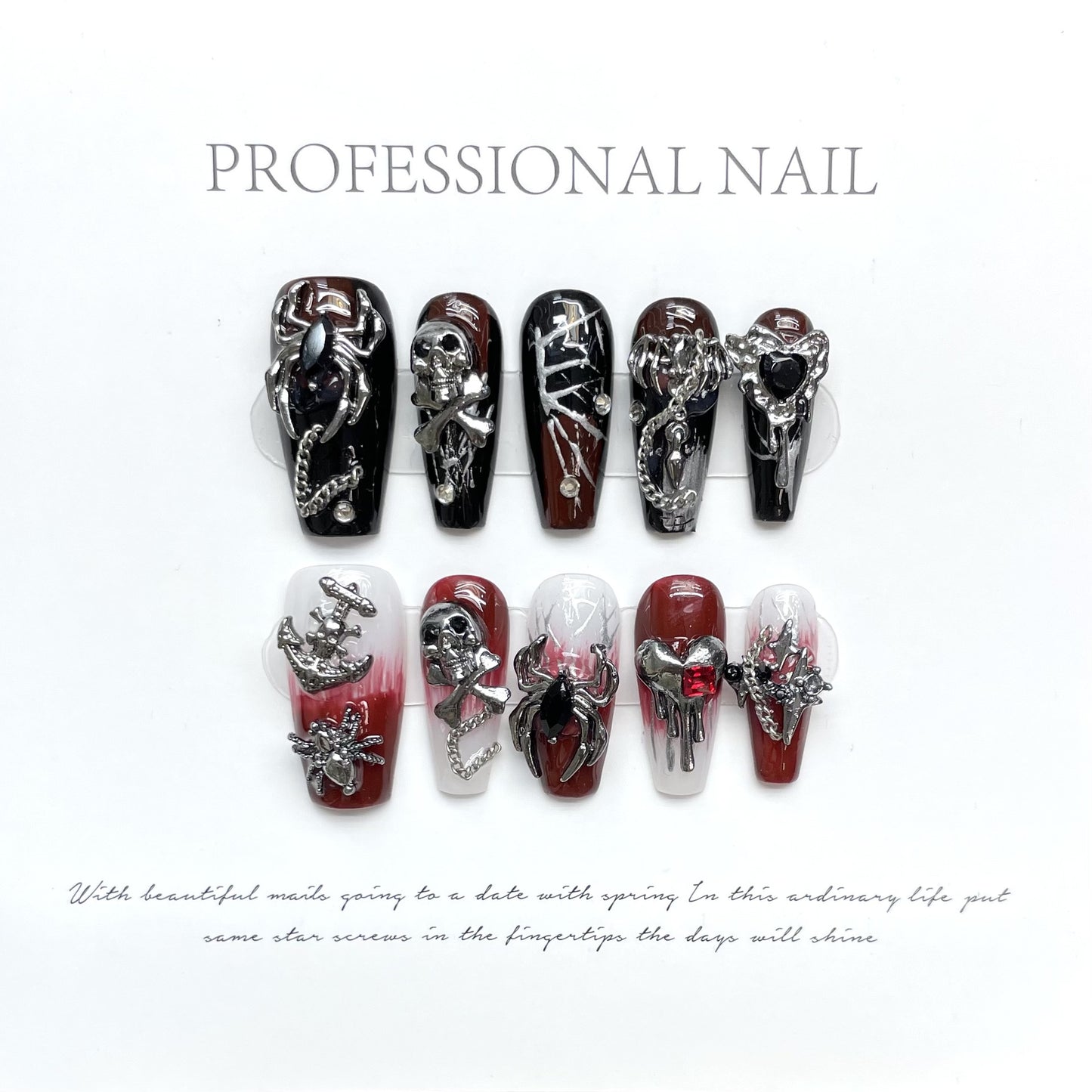 Light Luxury handmade press on nails Wear Lava Demon True Love Like Blood Detachable Nail Art Finished Product | 365nails