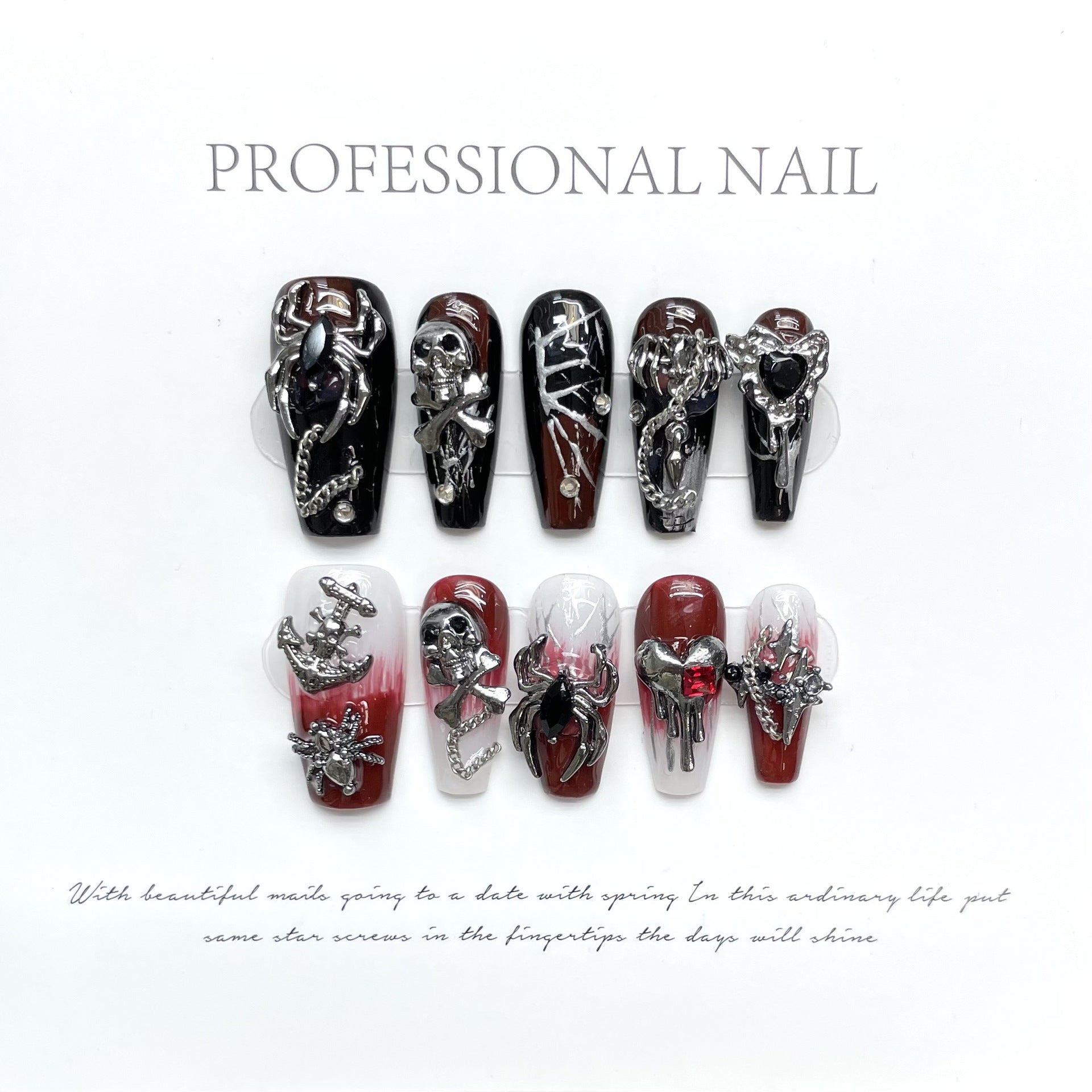 Unhas de pressão artesanais de luxo leves Wear Lava Demon True Love Like Blood Produto finalizado para arte de unha destacável | 365nails