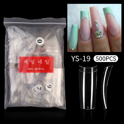 Nail Tips Transparent nail piece Semi-sticker Shallow sticker 500 pieces French long nail art trapezoidal square light and thin press on nails  nail piece