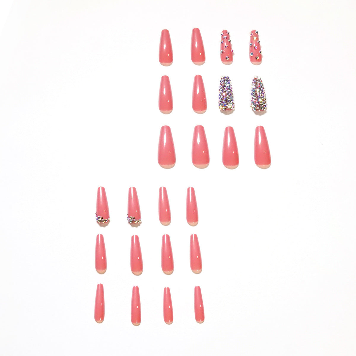 Diamante completo Uñas postizas Arte de uñas Uñas postizas terminadas Parche para arte de uñas Pieza de uña Pieza de uña removible Borde cruzado｜365nails