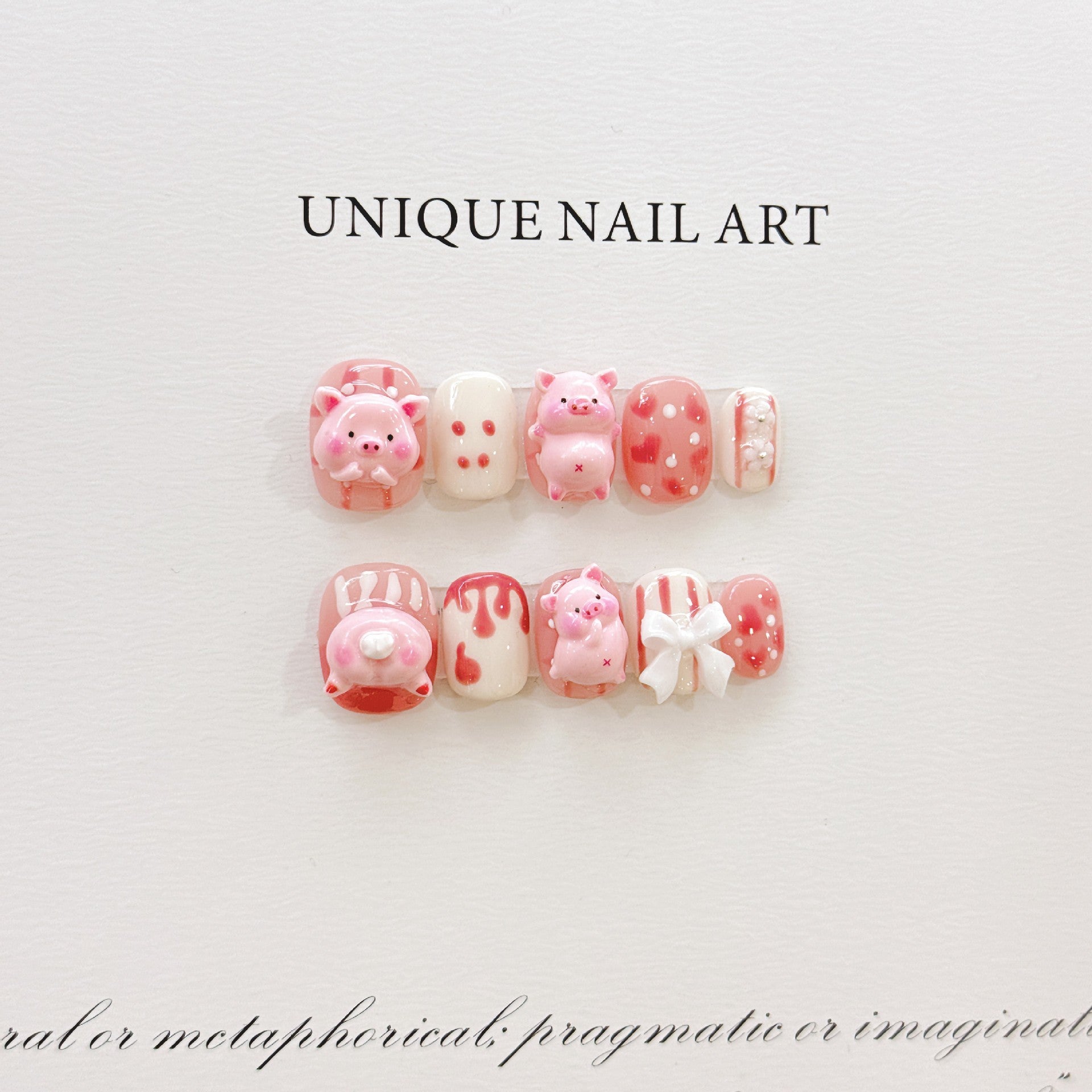 365nails: "Piggy Toast" – 3D Cartoon Handmade Short Square Nails