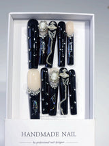 Dark Gothic Pearl Butterfly Luxe Press On Nails