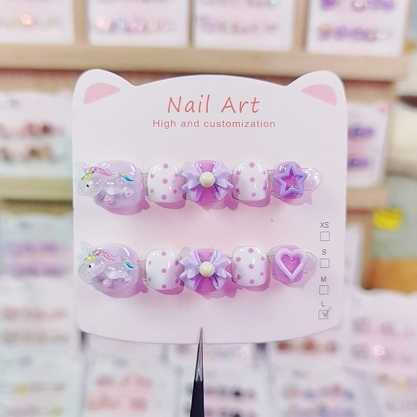 Cute Cartoon Kids Press On Nails Mixed Character Collection